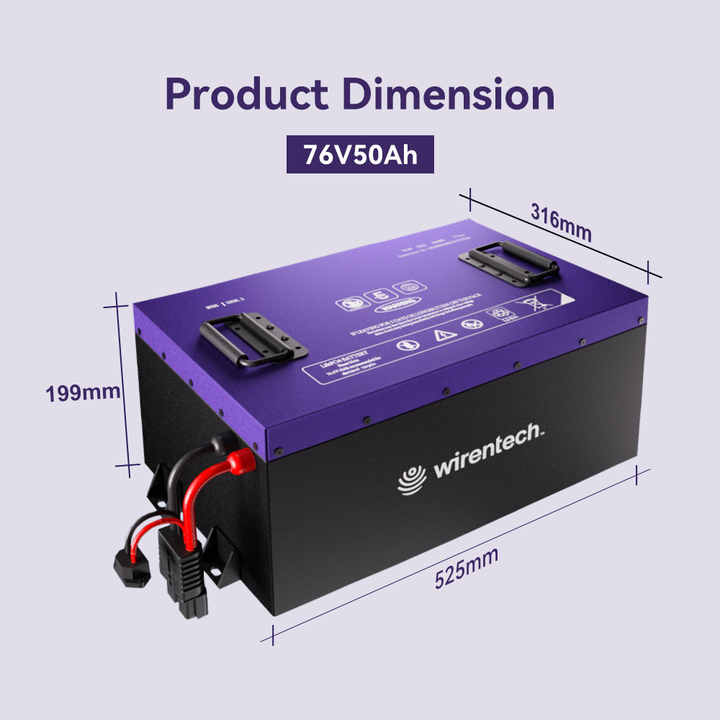 Customized Deep Cycle 51.2V 76V 50Ah LiFePO4 Lithium Battery for Golf Carts Yacht Tricycle 5kW 10kW Power Storage WIRENTECH