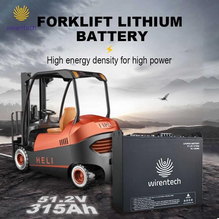 51.2V OEM Center Power Electric Forklift 48V Lithium Ion Battery 36V 460Ah Forklift 345Ah BMS Energy Storage LiFePO4 Battery for Industrial Vehicles wirentech