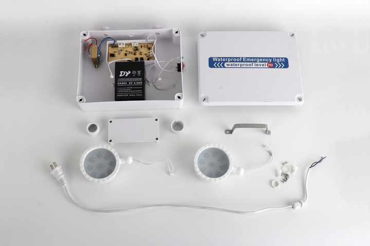 IP65 Two-Spot LED Emergency Light Waterproof Multi-Function Rechargeable Lead-Acid Battery 220V Indoor Use FAT