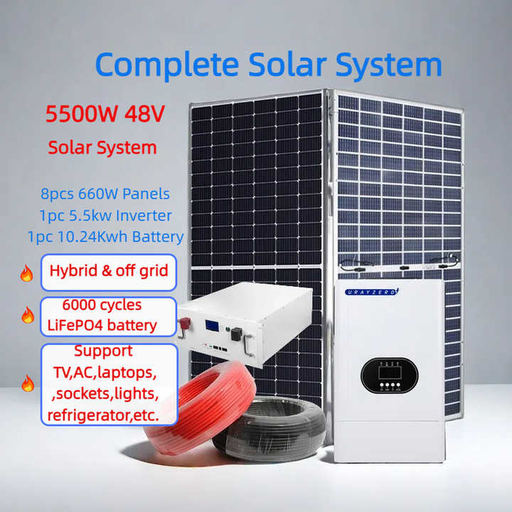Complete Solar System Off-Grid 3KW-50KW Home Power System with MPPT Controller and Battery Inverter Urayzero Deye Ginlong Growatt