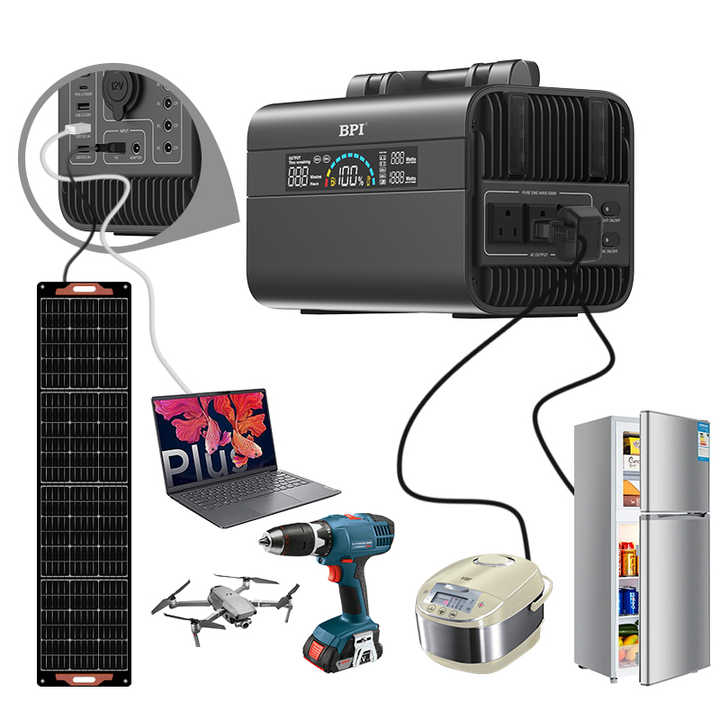 Portable Solar Dynamo Power Generator 600W Battery Powered Lithium Ion 110V 220V AC Power for Outdoor Emergency Backup BPI