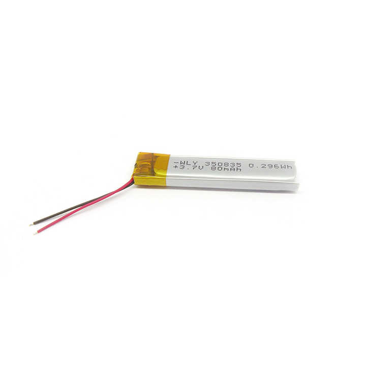 350835 80mAh 3.7V Lithium Polymer Rechargeable Battery with High Energy Density for Toys and Consumer Electronics WLY