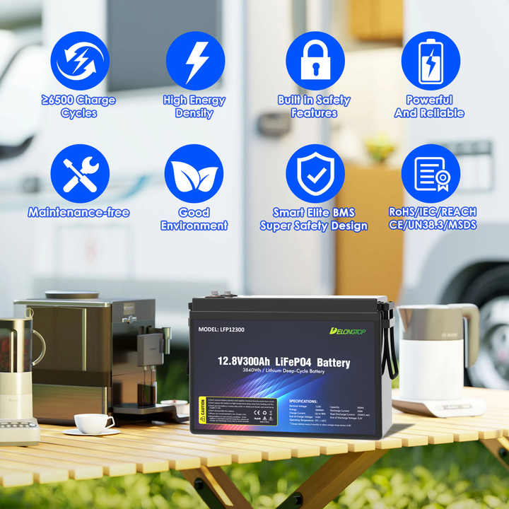 LiFePO4 Battery Pack 300AH 12.8V Long Cycle Life for Home Energy Storage Solar System Delongtop