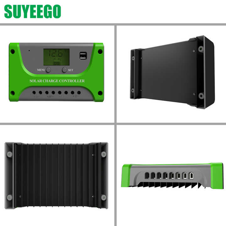 PWM Solar Charge Controller 10A-60A 12V/24V Dual Input 50A Rated Current 100V Max PV Voltage DC Output for Solar System Charging SUYEEGO