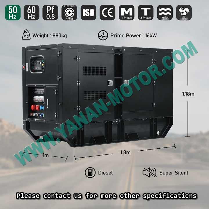 Diesel Generator Set 120kW-350kW 30kVA-250kVA Baudouin Silent AC 3 Phase with 110-480V 50/60Hz Yanan