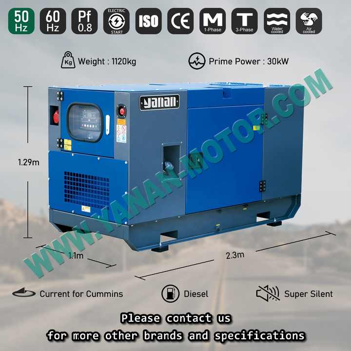 High Quality 30kVA 50kVA 100kVA 150kVA 400kVA 1000kVA Electric Silent Diesel Generator Set 25kW 30kW 100kW 20 50 KVA for Industrial and Commercial Power Supply Yanan