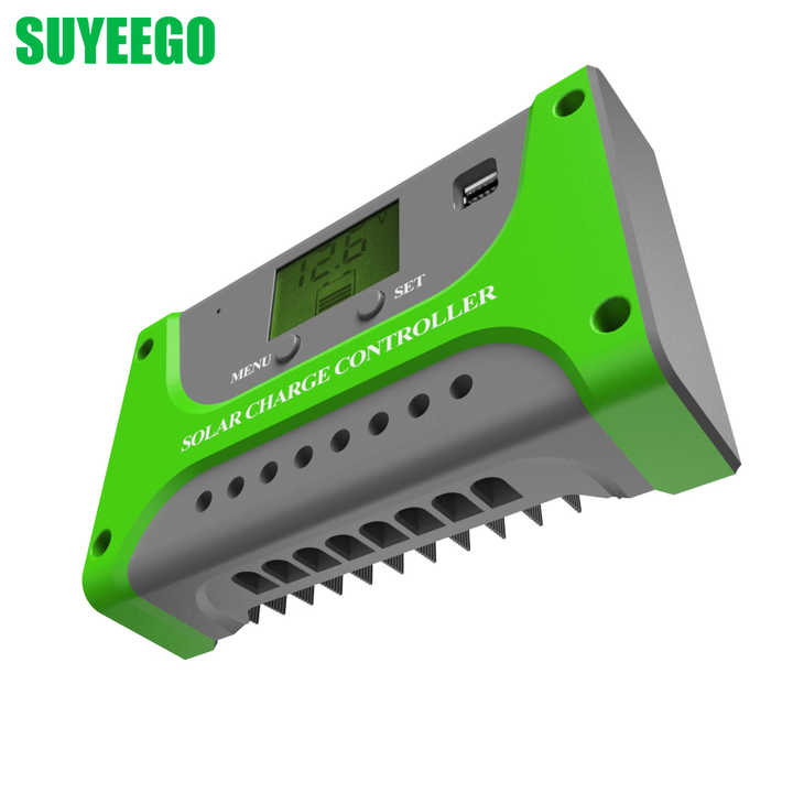PWM Solar Charge Controller 10A-60A 12V/24V 100V Max PV Voltage Overcharge Overload Protection for Solar System Lighting Station SUYEEGO