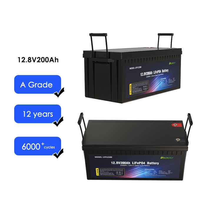 Lithium Battery 12V 200AH Deep Cycle LiFePO4 Battery 4S1P 12.8V 2560WH for Solar Energy Storage Systems Delong