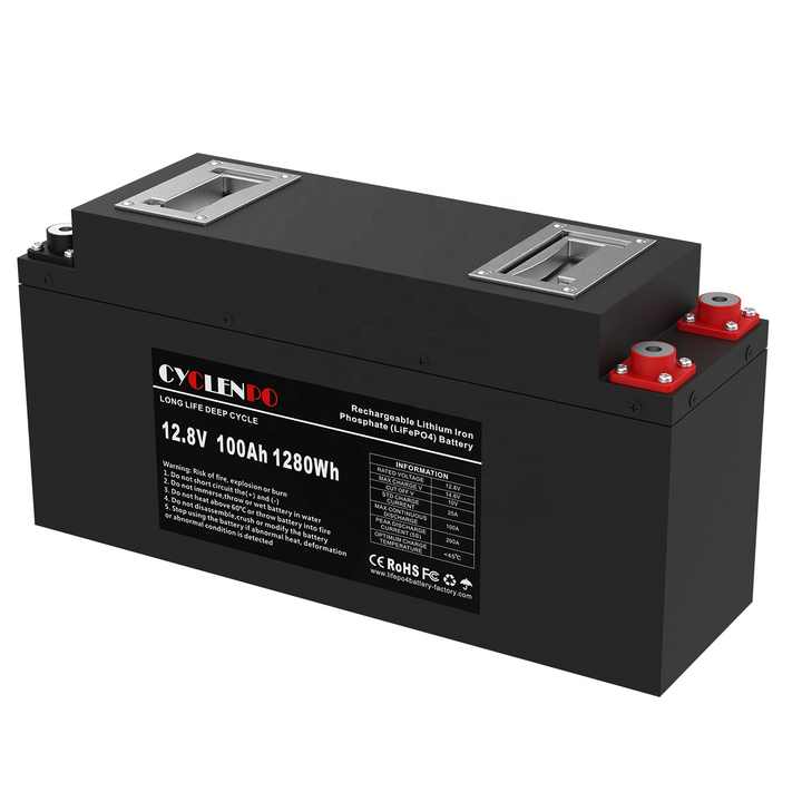 LiFePO4 Battery 12V 100Ah High Cycle Life 4000 Cycles Thin Type for RV Marine Solar Off-Grid Systems cyclenpo