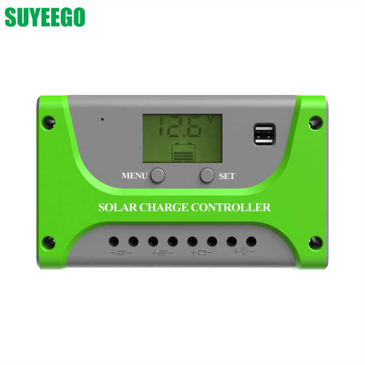 Solar Charge Controller 10A-100A 12V/24V LCD Display PWM Charge Regulation with Overprotection for Solar Energy Systems SUYEEGO