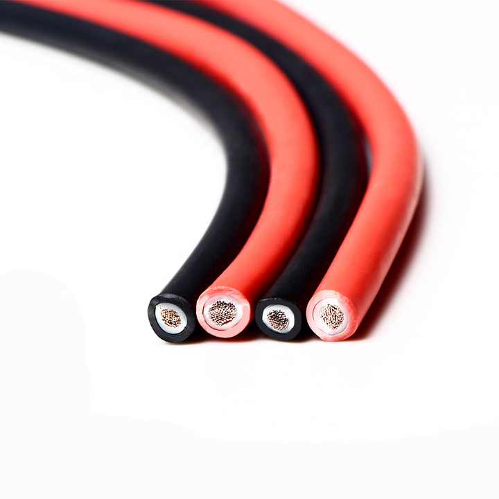 Solar DC Cable Tinned Copper Conductor Single Row Twin Core Photovoltaic Solar Energy System Cable with Polyethylene Insulation and Jacket 4mm2/6mm2 Black and Red