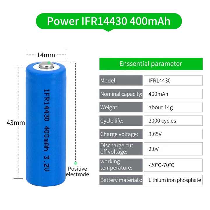Li-ion Battery 14430 14450 18500 18350 Cylindrical Lithium-ion Battery 550mAh 600mAh High-Capacity Rechargeable for Power Tools Toys Consumer Electronics Mottcell