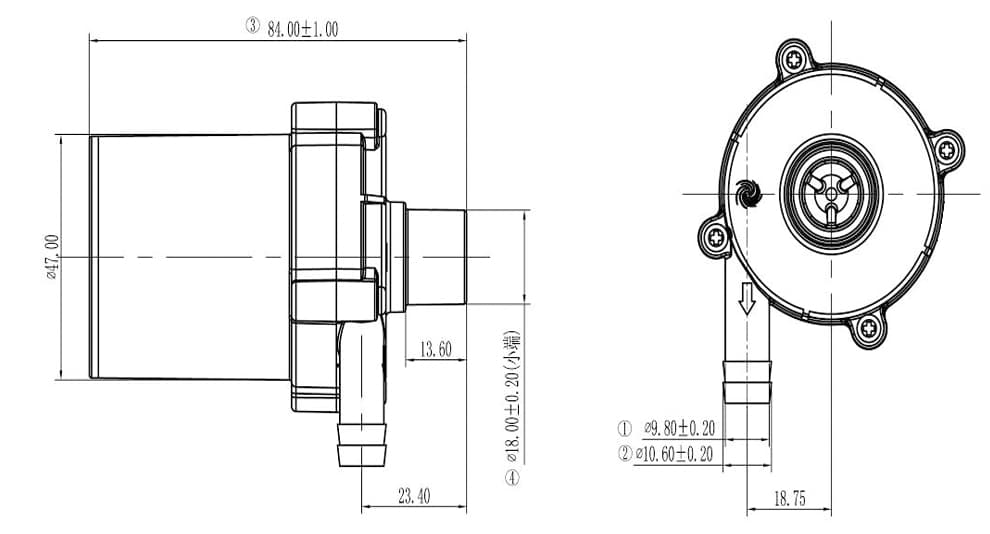 Energy Storage Rehydration Pump P4552 24V 11m Lift 13L/min Flow 20000 Hours Lifespan for Cooling Systems