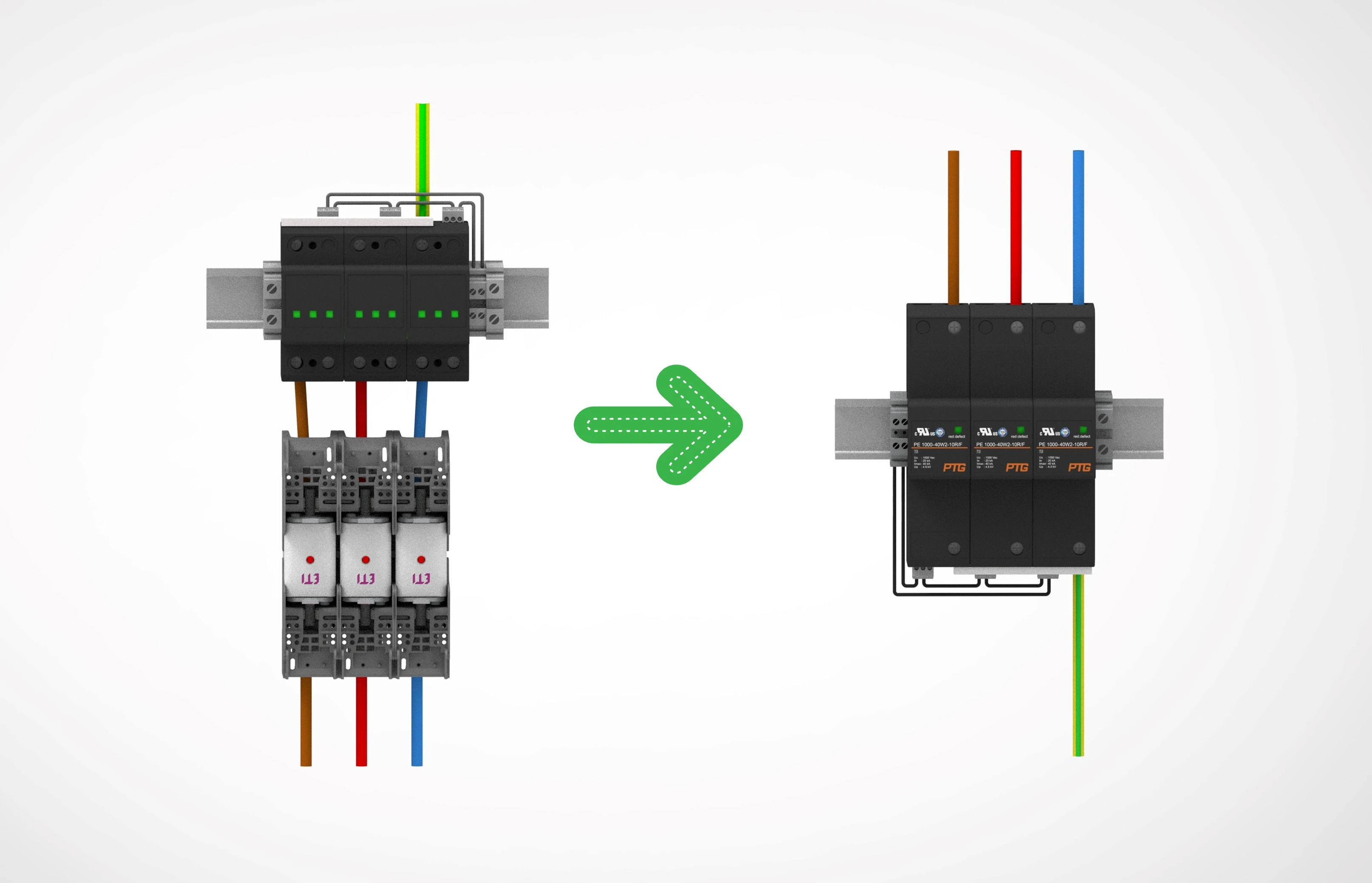Surge Protective Device F-SPD High-Current Composite T2 with Built-in Fuse for AC Power Systems