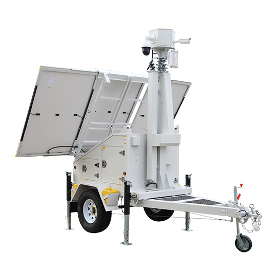 Single Axle Solar Trailer 1300WP 9.6KWh/14.4KWh Surveillance System for Australia Europe North America