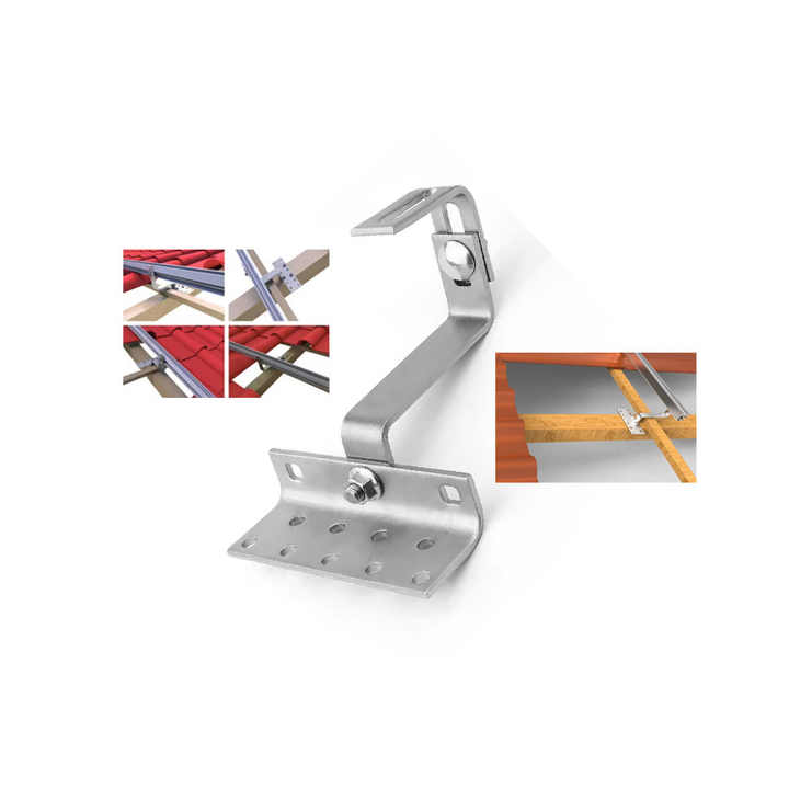 Aluminium Adjustable Bracket Roof Solar Hook for Tiled Roof Mounting System with High Wind and Snow Load Resistance Solarfirst
