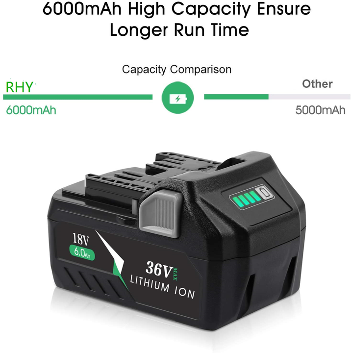 Power Tool Battery 36V/18V 3.0Ah-6.0Ah High-Capacity Rechargeable Li-ion for Power Tools, Home Appliances, Golf Carts ForHitachis