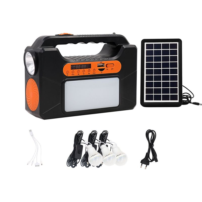 Portable Outdoor Camping LED Light Kit Rechargeable Solar Panel Generator with Lead Acid Battery PWM Controller for Home Use