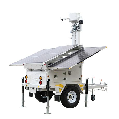 Single Axle Solar Trailer 1300WP 9.6KWh/14.4KWh Surveillance System for Australia Europe North America