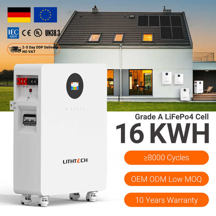 Home Power 5kW 10kW Battery 51.2V 48V 10kWh 16kWh Solar Energy 200Ah 314Ah Lithium Wall Battery LiFePO4 Pack 48 Volt Power Wall Off-Grid Hybrid On-Grid Energy Storage Systems LITHTECH