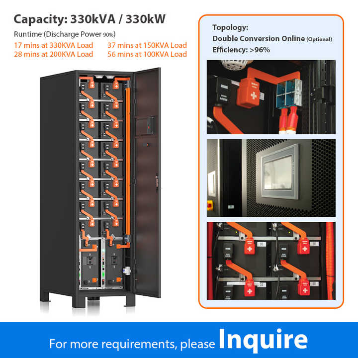 Industrial Online UPS 330KVA Three Phase Uninterruptible Backup Power Supply for Medical Security Systems Telecommunications Alarm Data Center LITHTECH