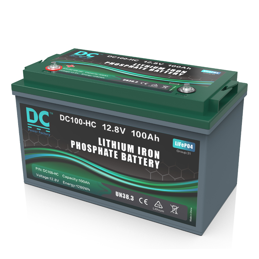 12.8V 100Ah DC100-HC LiFePO4 Battery High-Capacity Deep Cycle Energy Storage System for Solar Power and Off-Grid Applications