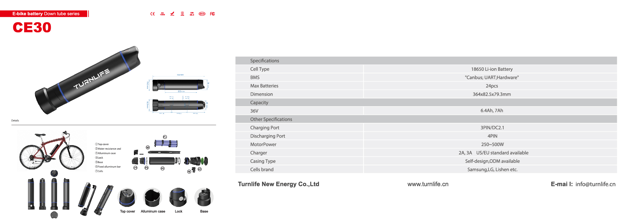 E BIKE BATTERY RANGE CE30 18650 Li-ion Battery with Canbus BMS for High-Performance E-Bikes
