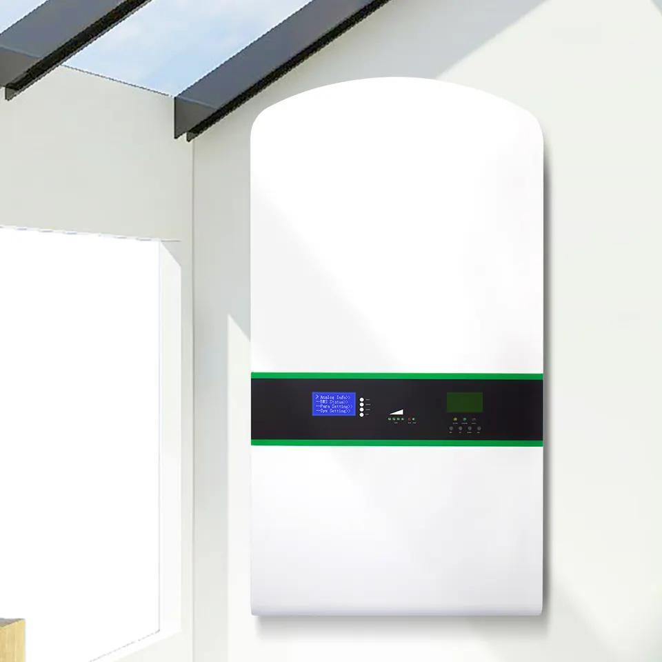 Wenrey OEM Design 6.14kWh 10kWh 20kWh 30kWh 40kWh 120Ah Stackable Wall Mounted LiFePO4 Battery for Home Energy Storage Pure Sine Wave External Battery with MPPT Controller WENREY