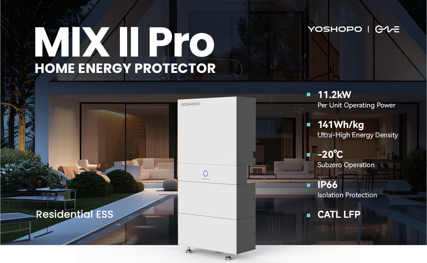 MIX II Pro Residential Energy Storage System 5.06kWh 140.5Wh/kg 11.2kW All-in-One Solar Storage for Home CATL LFP Battery