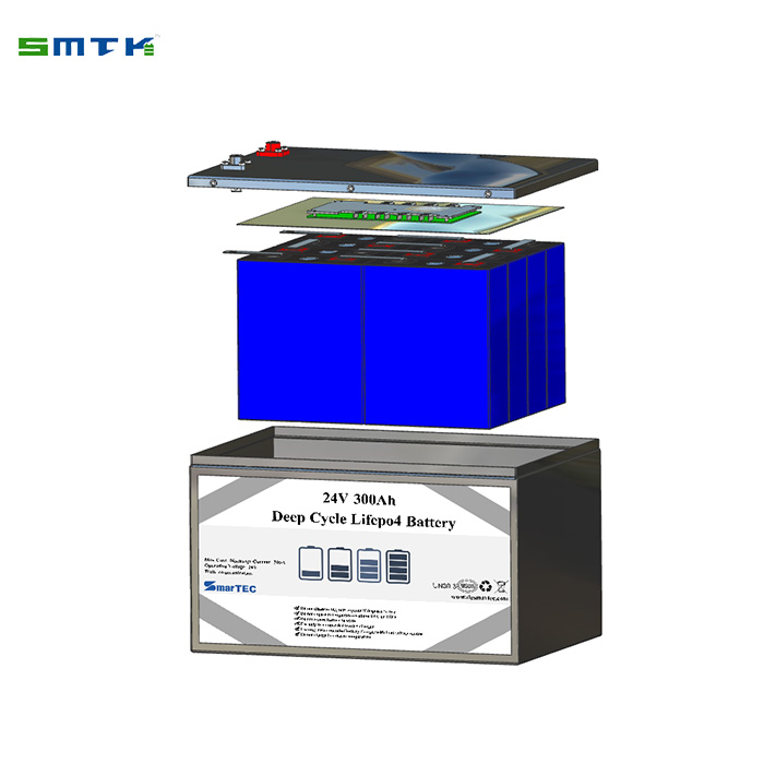 24V 300AH Solar Storage LiFePO4 Battery with BMS 4000 Cycles for Renewable Energy Systems SmarTEC