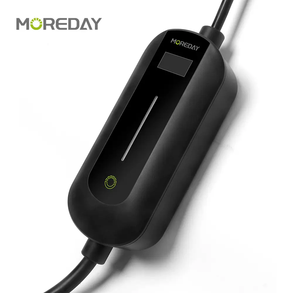 Portable EV Charger 3.6kW-7.4kW LED Display with Overheat & Lightning Protection for Indoor Outdoor Use MOREDAY