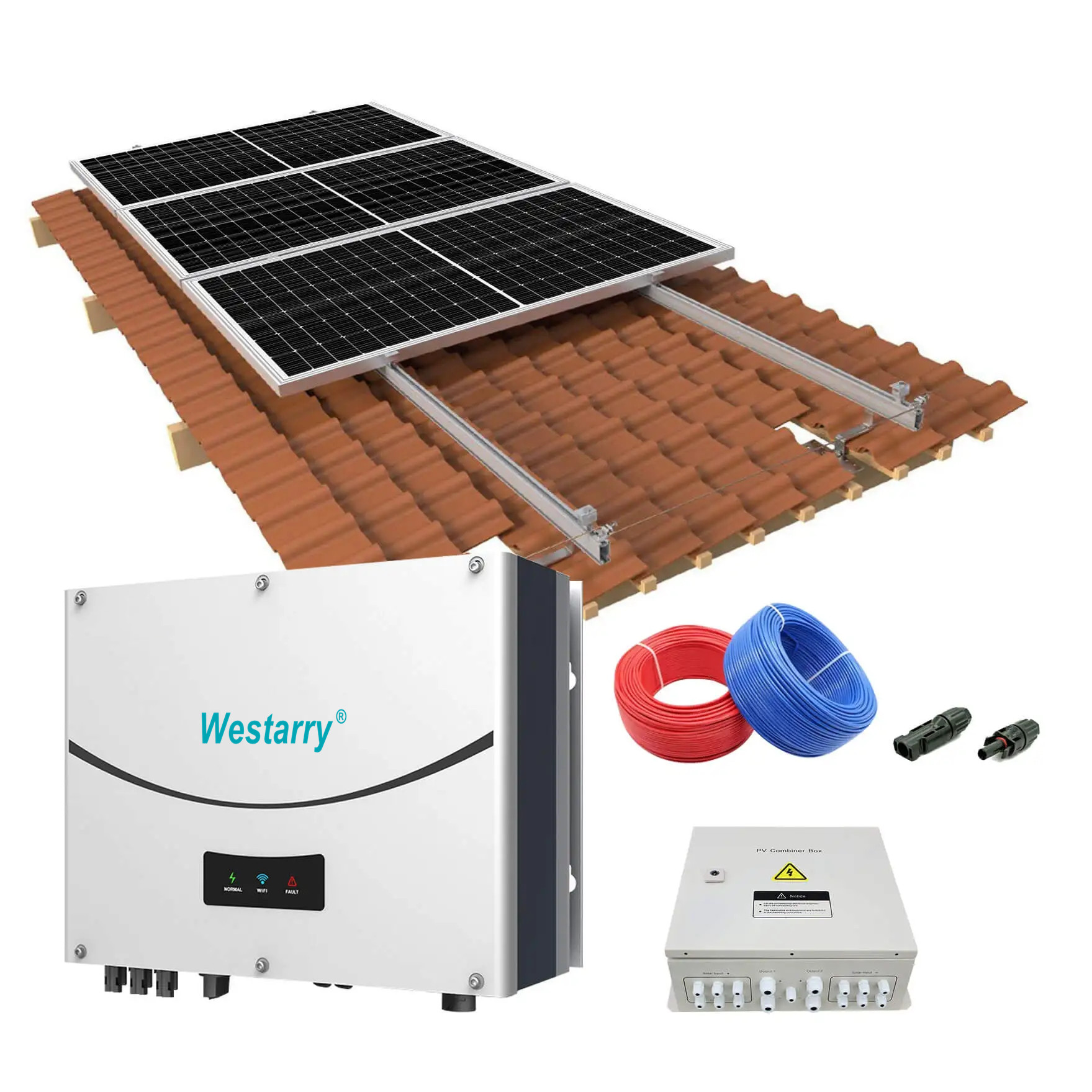 7KW Solar Energy Power Station On Grid Tie PV Panel System 7000W Output EU US Standard for Industrial Commercial Residential Use Westarry