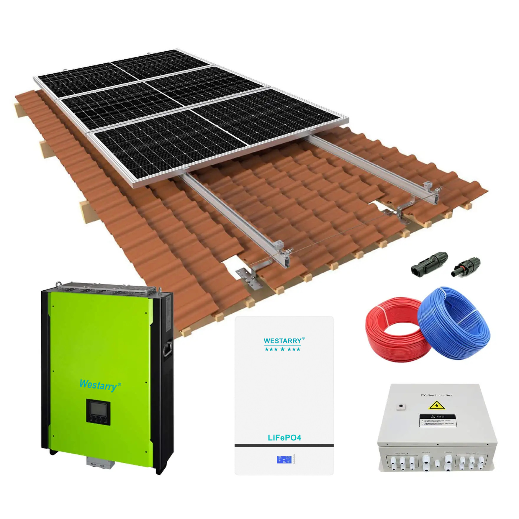 15kw Off Grid Hybrid Solar Panel Power System 15000W Hybrid Inverter with Powerwall for Home Agriculture Industry Commerce Westarry