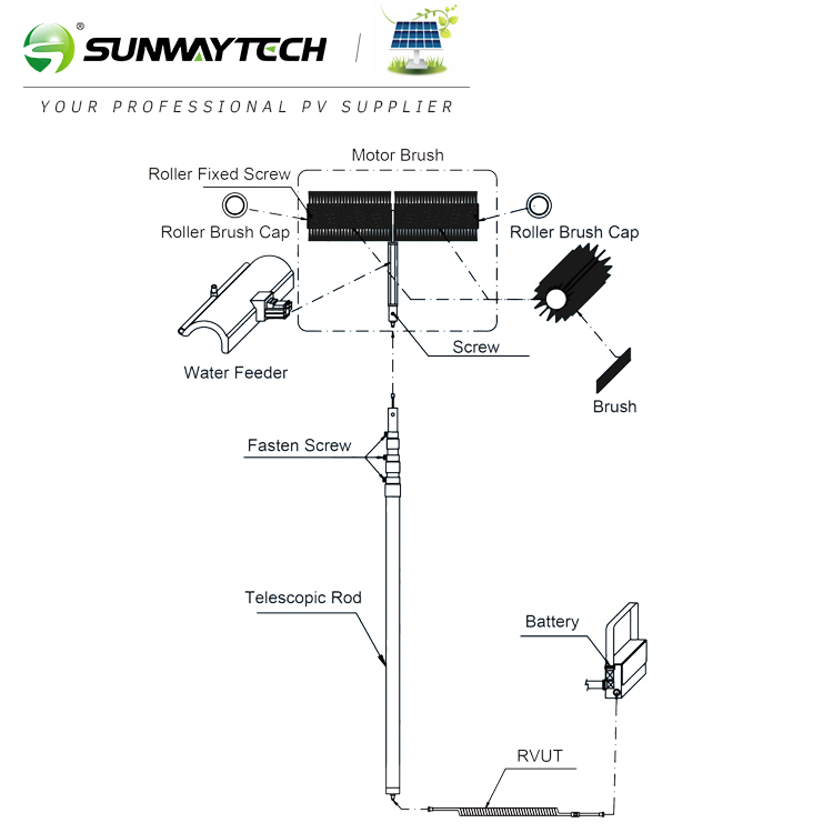 Solar Panel Cleaning Brush With Water Feeder for Barren Mountain and Farming PV Stations Sunway