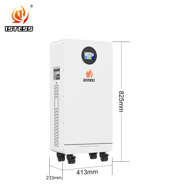 15.36kWh Mobile Energy Storage 51.2V 300Ah Touch Screen Control Long Cycle Life 6000 Cycles Portable Power Station for Home Backup and Off-Grid Use