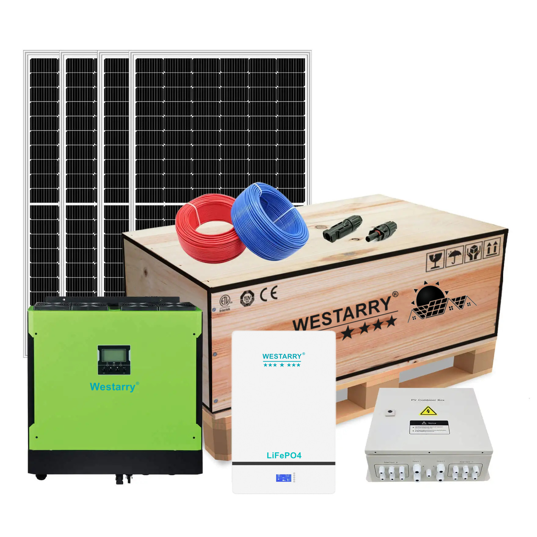 10kw Solar Power System Hybrid Off-Grid On-Grid 10000W Output for Home Agriculture Industry Westarry
