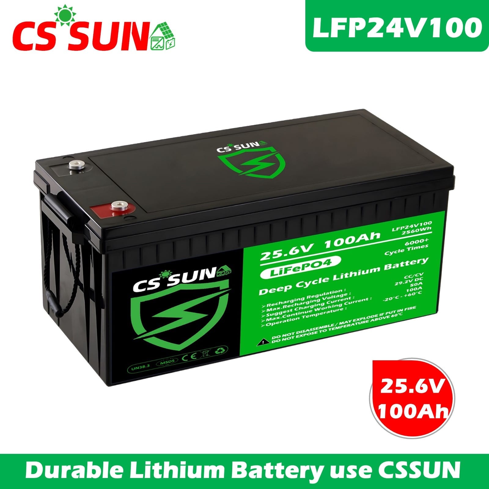 LFP12V50 12.8V 50Ah Lithium Battery LiFePO4 Deep Cycle High Cycle Life for Solar Energy Storage Off-Grid Systems CSSUN
