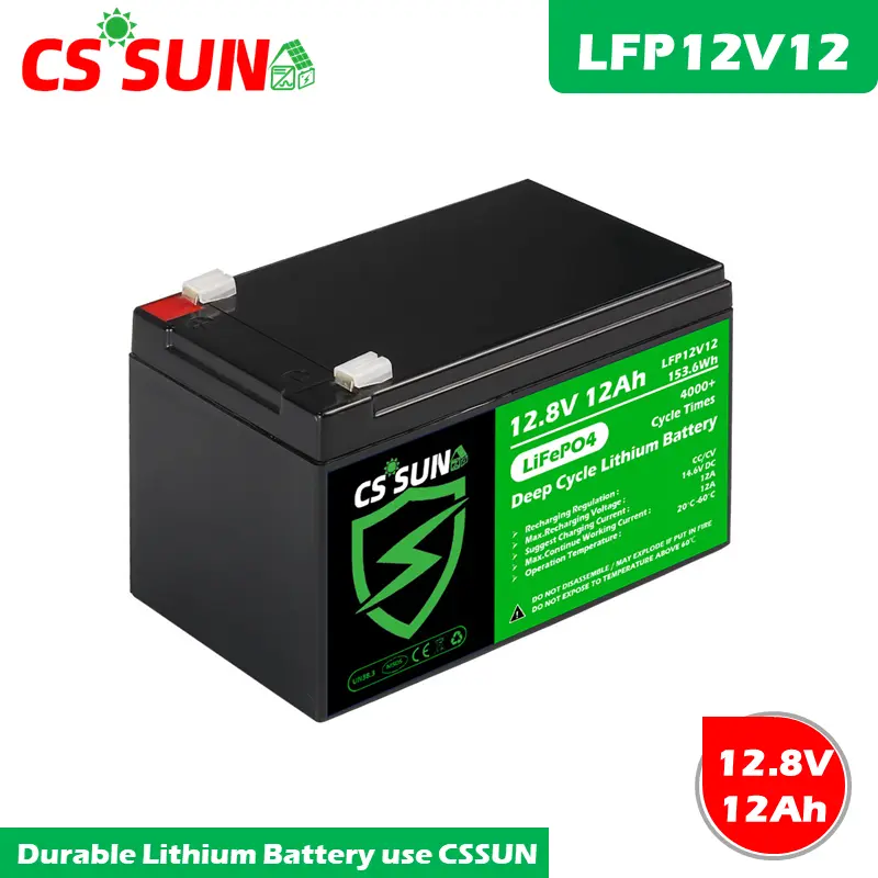 12V 7.0Ah Lithium Battery LiFePO4 80% DoD Long Cycle Life for Solar Wind RV Yacht CSSUN