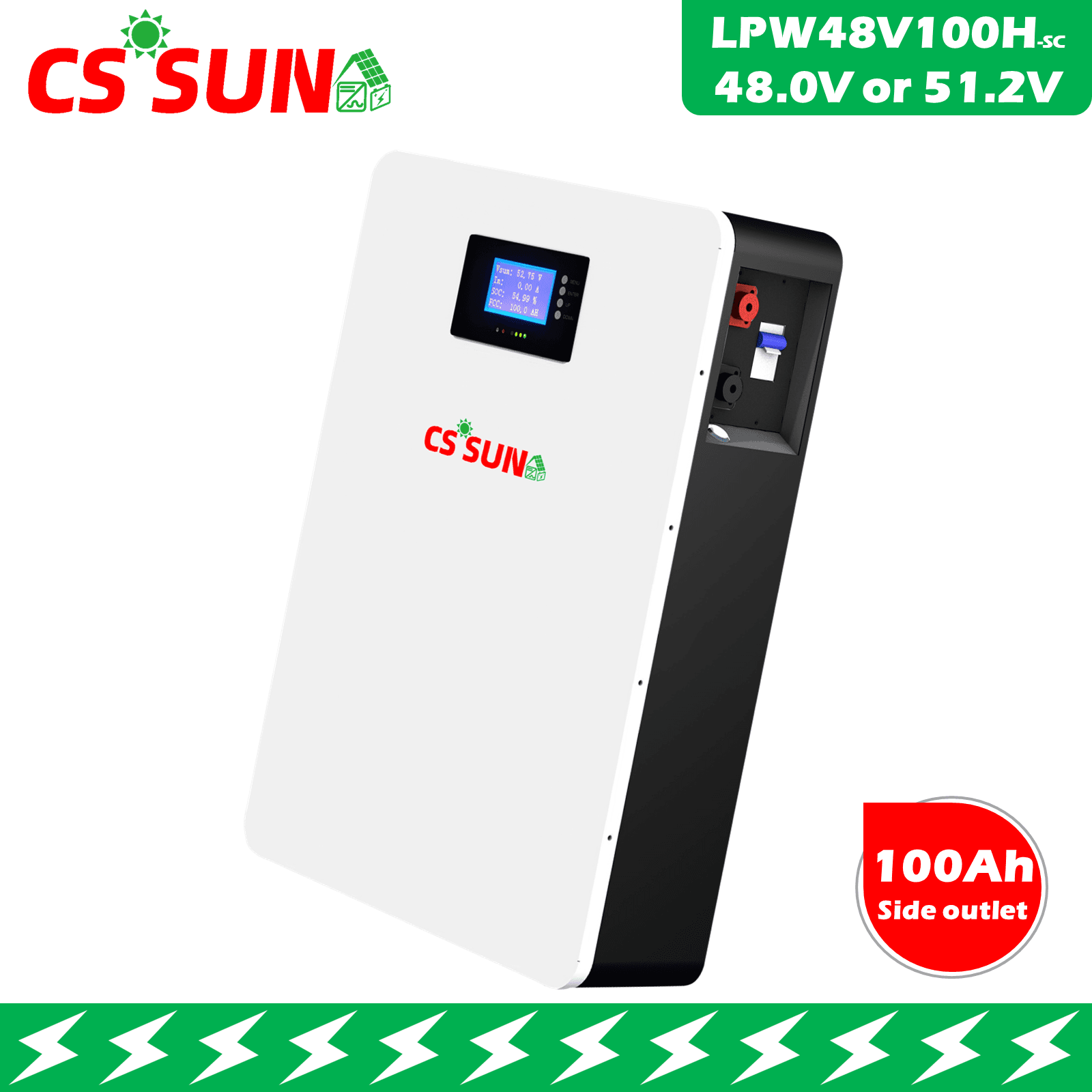 LPW48V280H 51.2V 280Ah LiFePO4 Power Wall Battery Long Cycle Life, High Energy Density for Solar Storage and Backup Power CSSUN