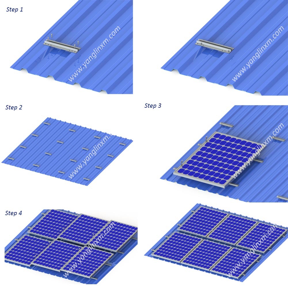 Trapezoidal Metal Roof Mounting Railless Solution Alu6005-T5 Anodized 60m/s Wind Resistance for Solar Panels Installation