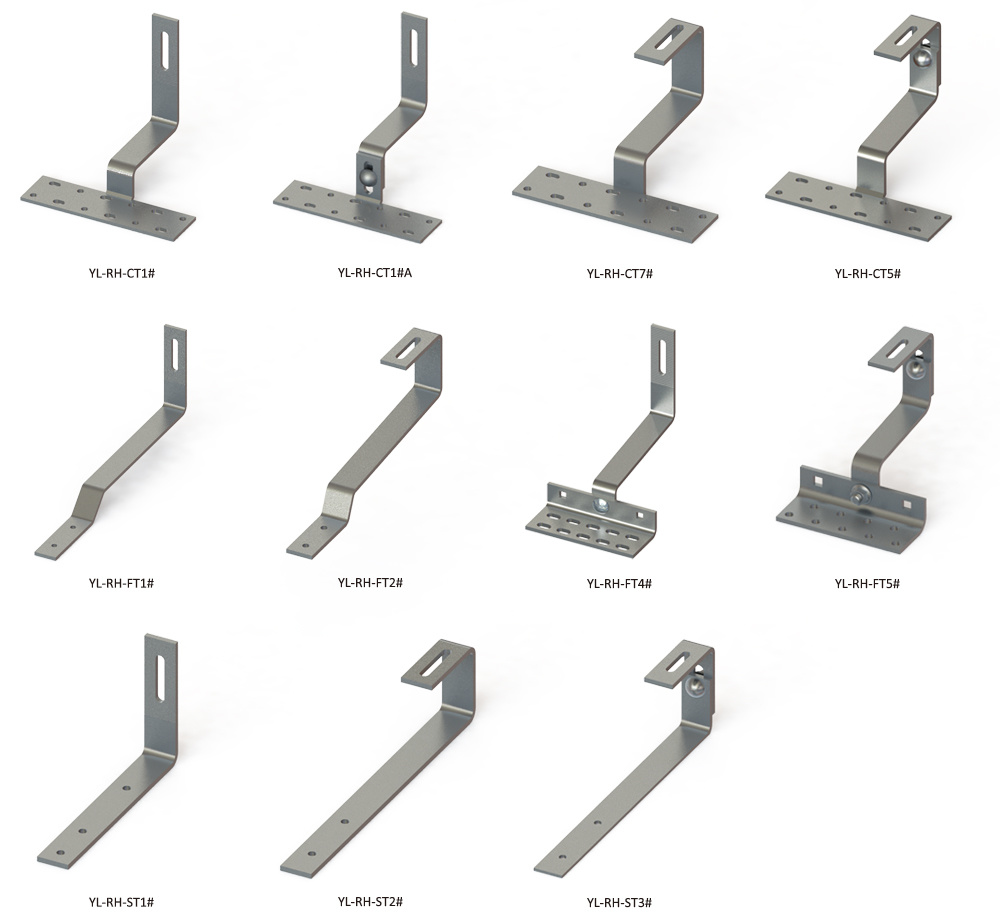 Stainless Steel 304 Adjustable Double Flat Tile Hook for Solar PV Mounting on Tile Roofs