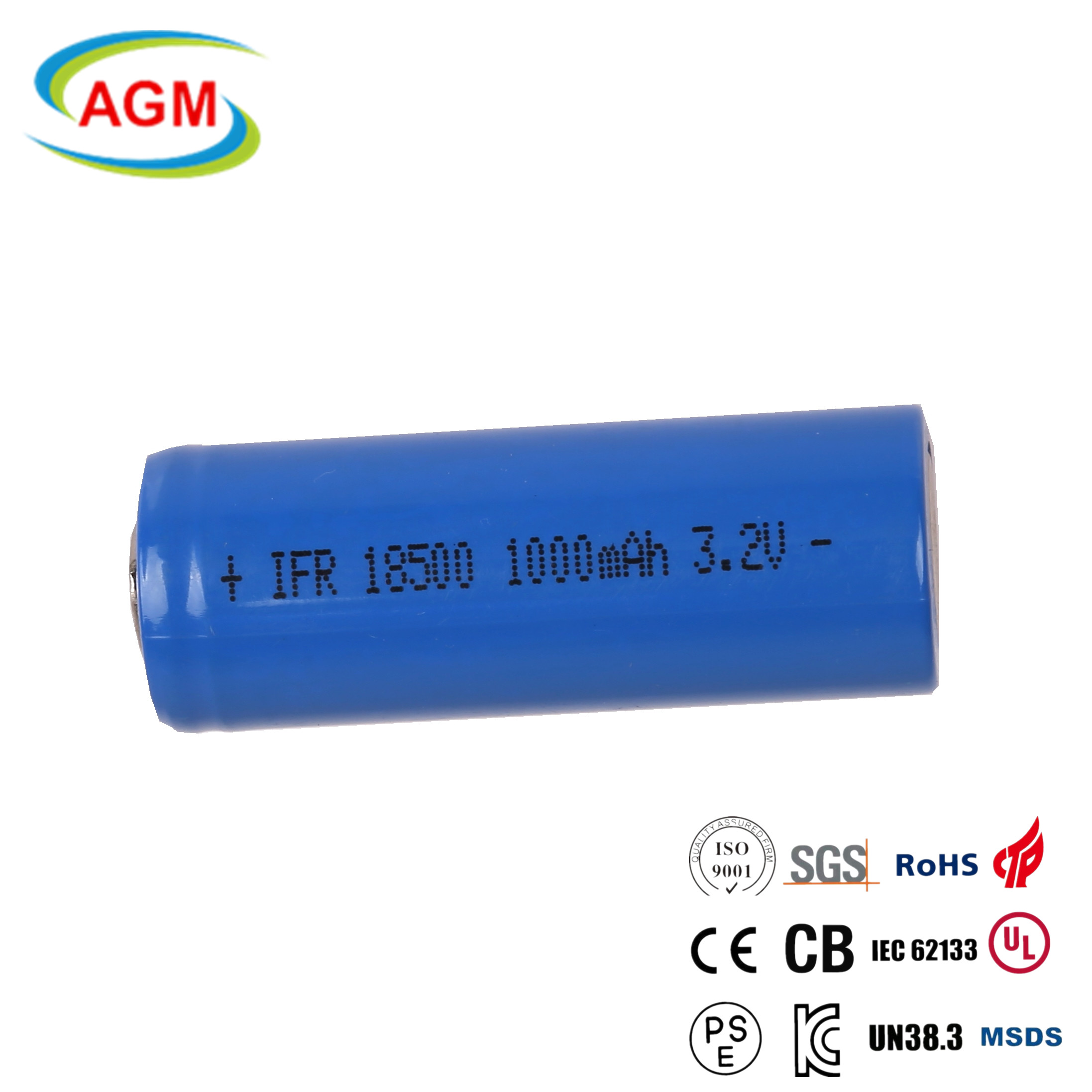 IFR 18500 1000mAh 3.2V LiFePO4 Battery High-Capacity Long-Life Rechargeable Cell for Solar Energy, E-Bike, Power Tools AGM