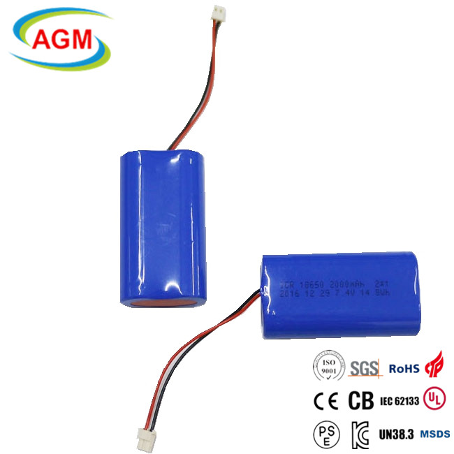 PSE ISO 2S1P ICR 18650 7.4V 2000mAh Lithium Battery High-Capacity Rechargeable for Barcode Scanners AGM