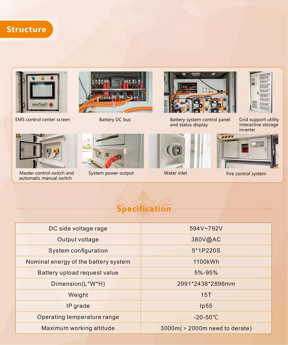 VNICE 1100KWh Lifepo4 314Ah LFP High Voltage Battery Systems ESS Energy Storage - Air Cooled, IP55 Rated, 594V-792V for Grid & Commercial Use