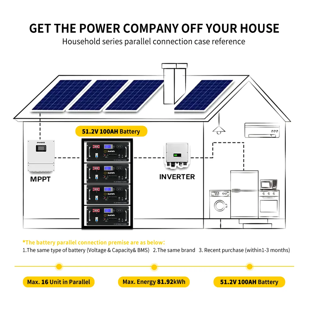 GoKWh 51.2V 100Ah LiFePO4 Rack-mounted Battery Storage High-Density Home Energy Backup System