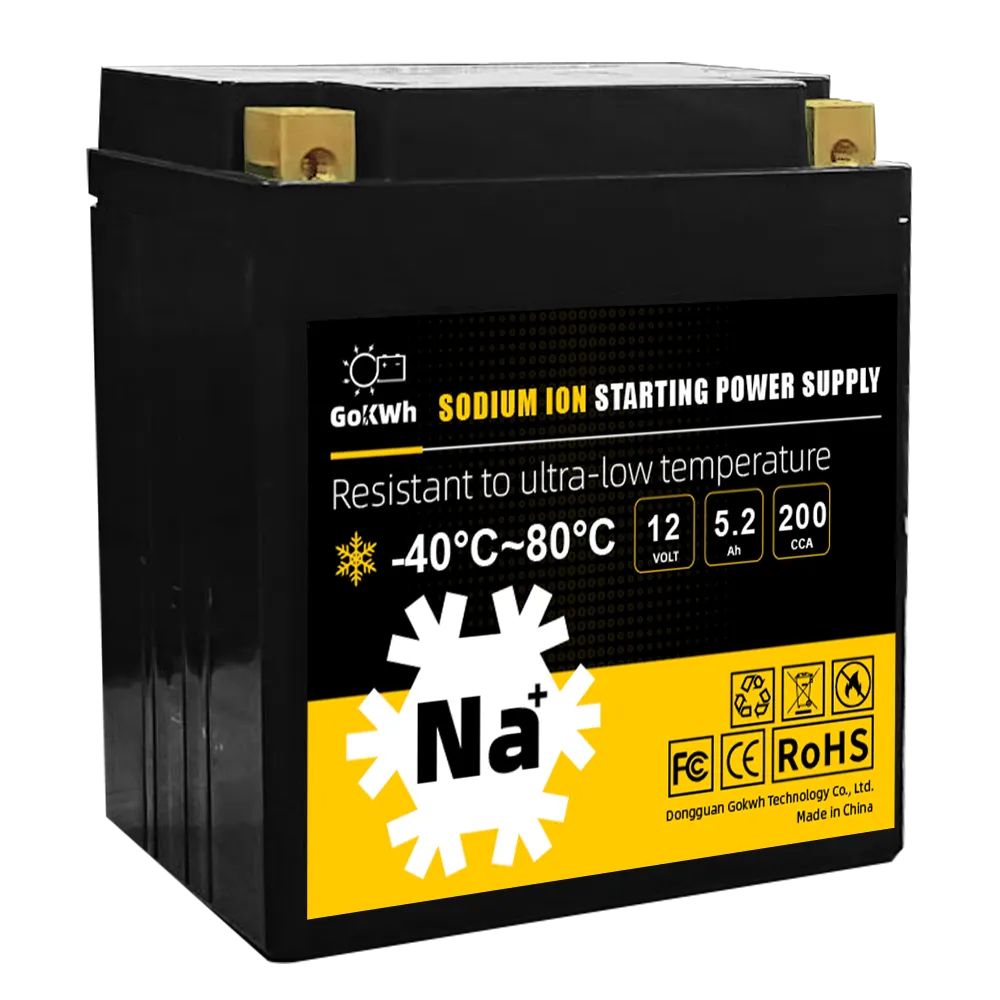 Sodium-ion Battery 12V 5.2Ah 200CCA High Cycle Life for Motorcycle ATV UTV GoKWh
