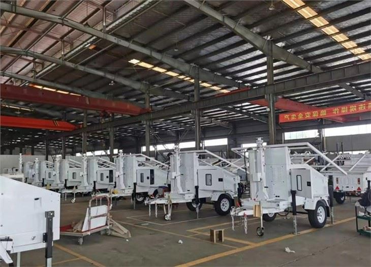Gasoline Solar Hybrid Mobile CCTV System 3x460W Mono Solar Panel 6x200Ah Battery Off-grid Surveillance Trailer for Outdoor Security Monitoring