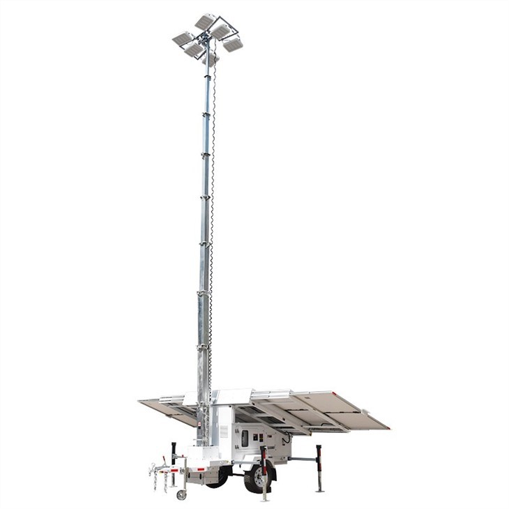 Hexagonal Solar Panel Mobile Solar LED Light Tower Portable Off-Grid Lighting for Construction Sites and Events BIGLUX