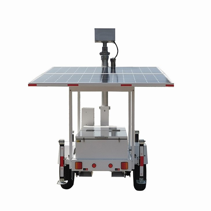 High Definition Surveillance Mobile Solar CCTV Trailer DC24V 2×460W Mono Solar 9.6kWh Battery Off-Grid Security Monitoring BIGLUX