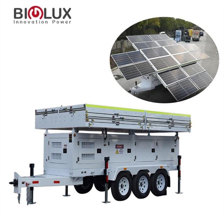 Solar Power Bank Trailer 7360W 16*460W 76800Wh Lead Acid Battery 10KW Inverter for Outdoor Charging and Emergency Power Supply Biglux